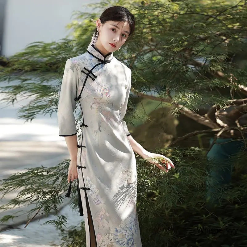 Improved Cheongsam 2023 New Young Retro High-end Temperament Dress Long Spring Qipao Women Chinese Style Modern Fashion - Seprincess