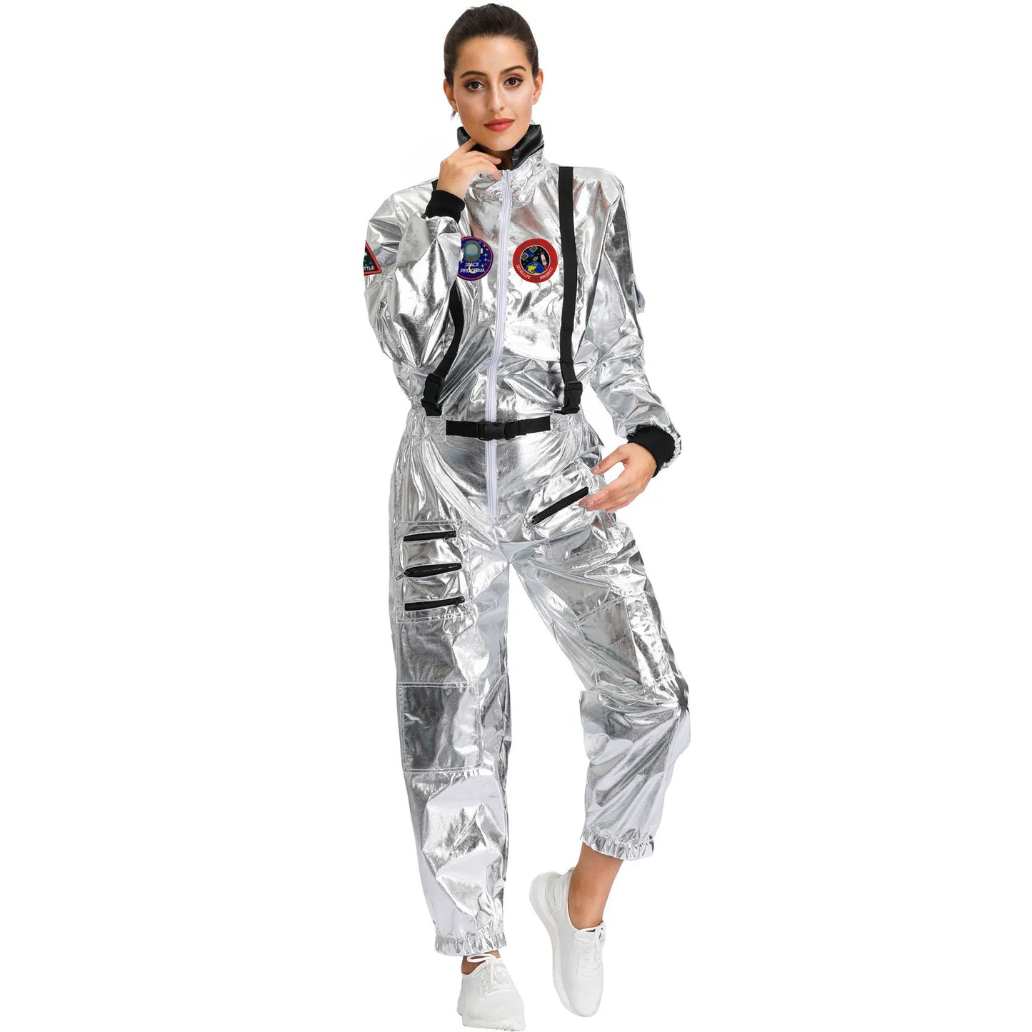 Halloween Christmas Silver Spaceman Men Women Space Suit Adult Children Astronaut Costume Family Party Dress Up Birthday Gift - Seprincess