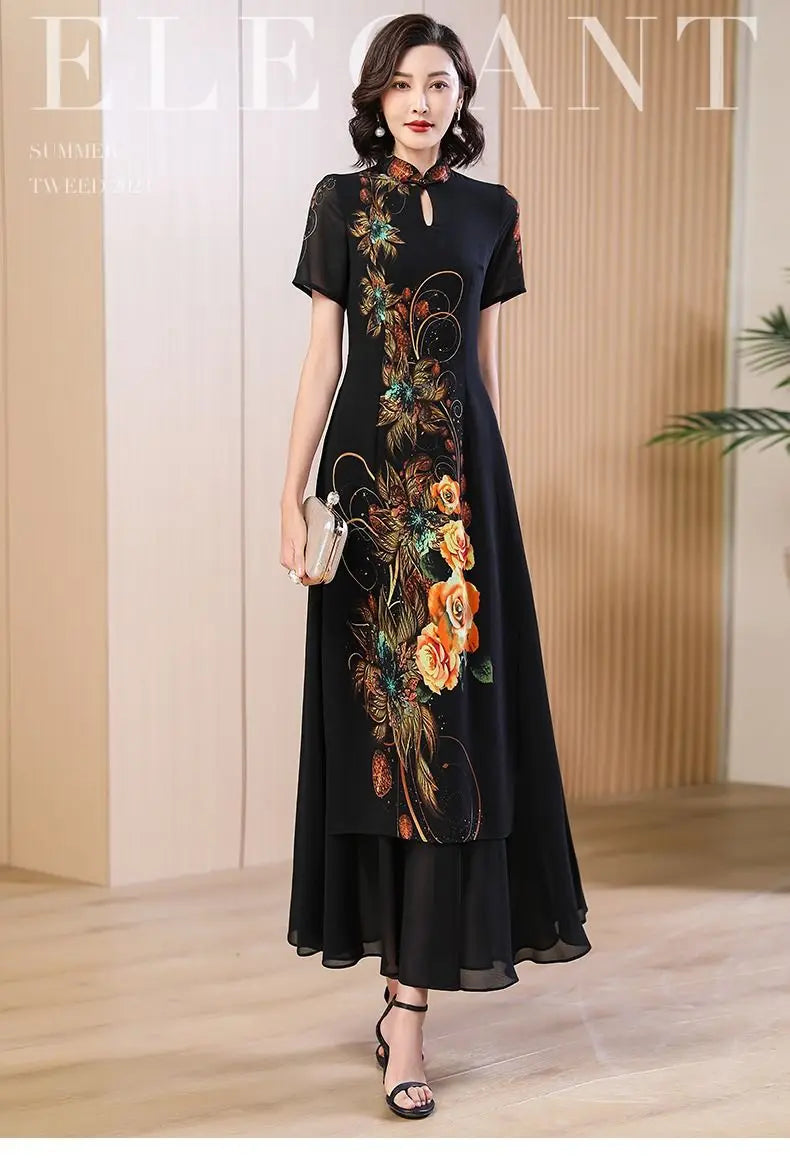 2024 chinese dress qipao oriental party qipao dress chinese style modern cheongsam embroidery vintage a line cheongsam dress - Seprincess