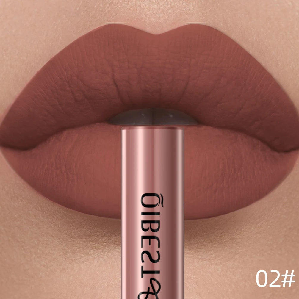 QIBEST Liquid Lipstick Waterproof Velvet Nude Matte Sexy Red Lip Gloss Long Lasting Nonstick Lip Stain Makeup 24 Colors Hots