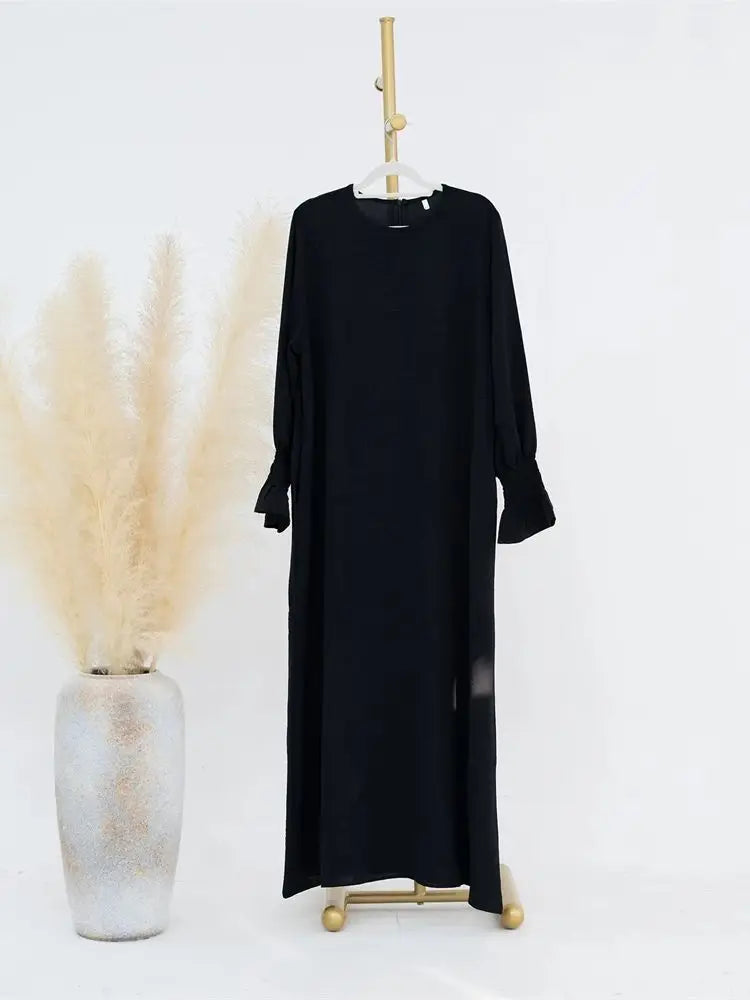 Eid Jersey Solid Modest Under Abaya Dubai 2024 Palestine Women Islamic Clothing Muslim Kaftan Inner Dresses Robe Femme Musulmane - Seprincess