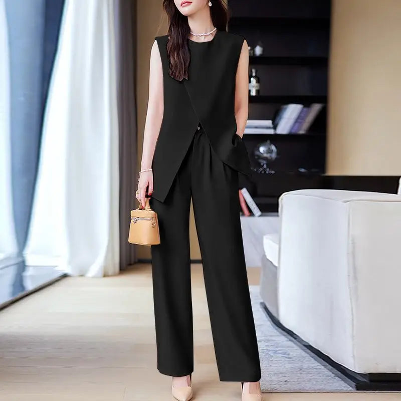 ZANZEA Women Two Piece Sets Fashion Sleeveless Tank Tops And Pants Suit Elegant Office Lady Summer Set Casual Loose Suits Outfit - Seprincess