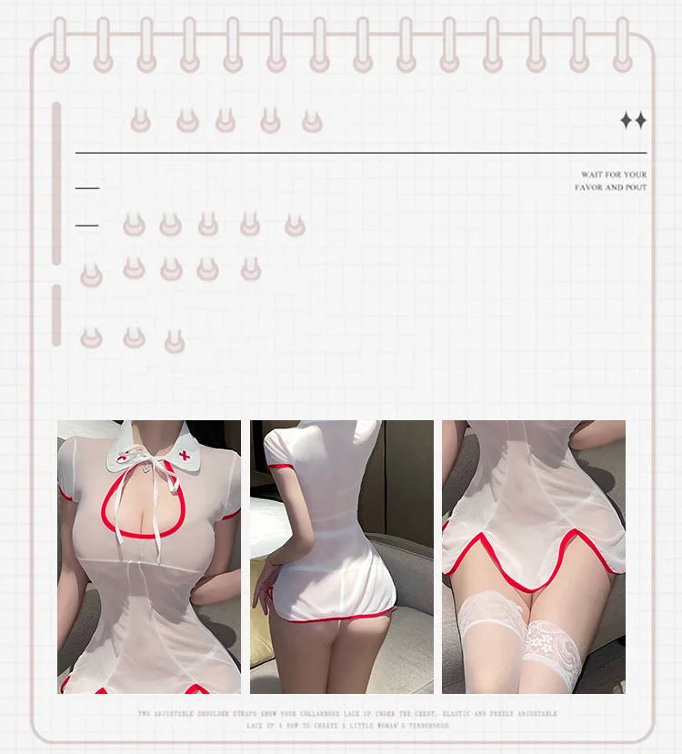 lingerie Deep V exposed nurse uniform tempting tight fitting fetish anal sexy womans costume genshin impact - Seprincess