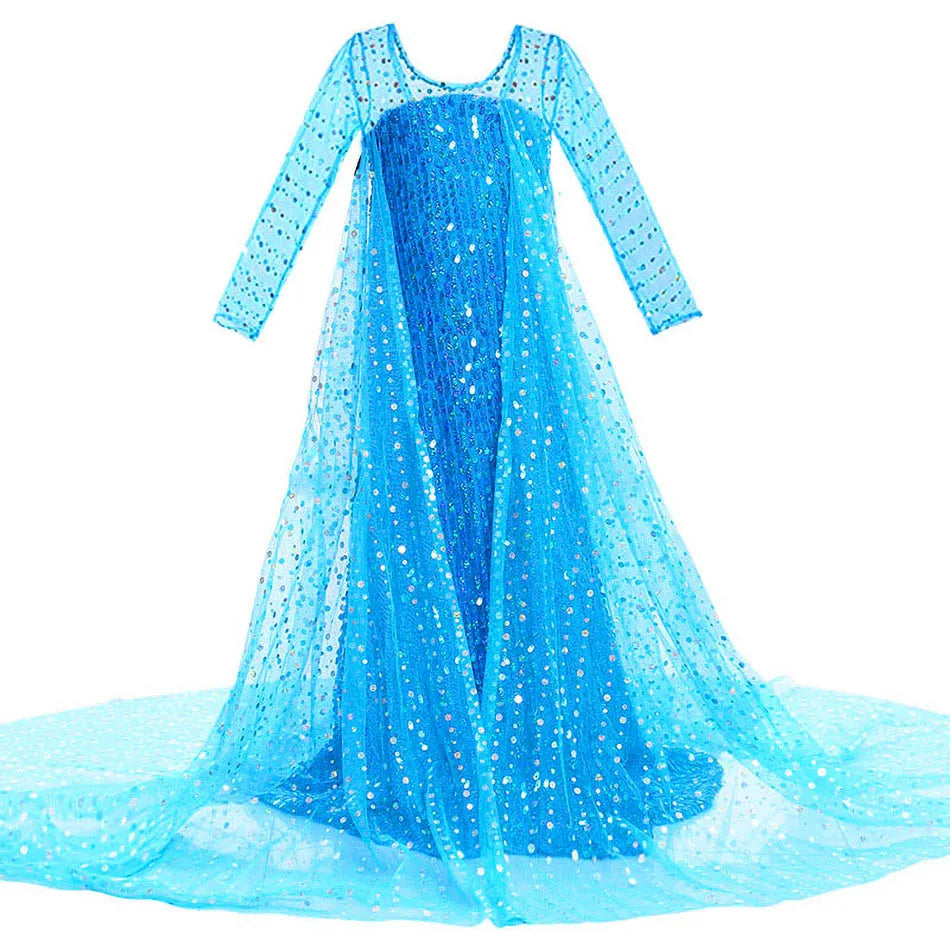 Children Elsa Gown Kids Snow Queen Dance Fancy Costume Girls Princess Halloween Long Sleeve Clothes Kids Party Cosplay Dresses - Seprincess