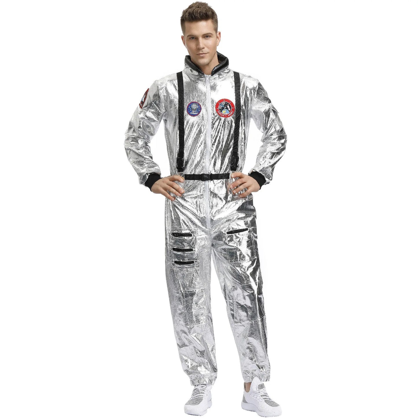 Halloween Christmas Silver Spaceman Men Women Space Suit Adult Children Astronaut Costume Family Party Dress Up Birthday Gift - Seprincess