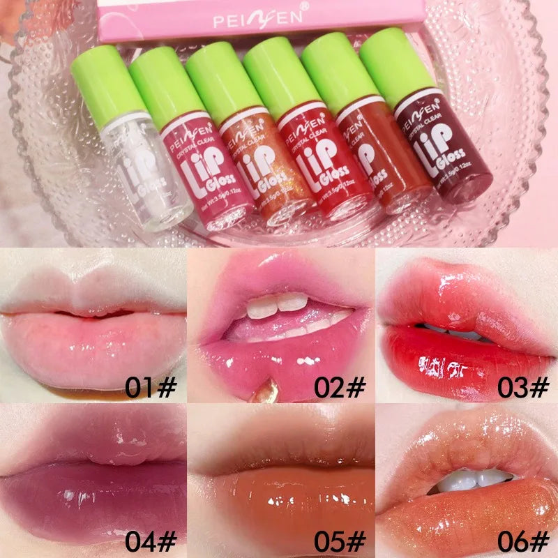 6PCS Moisturizing Lip Gloss Transparent Lip Oil Hydrating Lip Glaze Lip Plumper Hydrating Make Up Liquid Lipstick Set Cosmetics - Seprincess