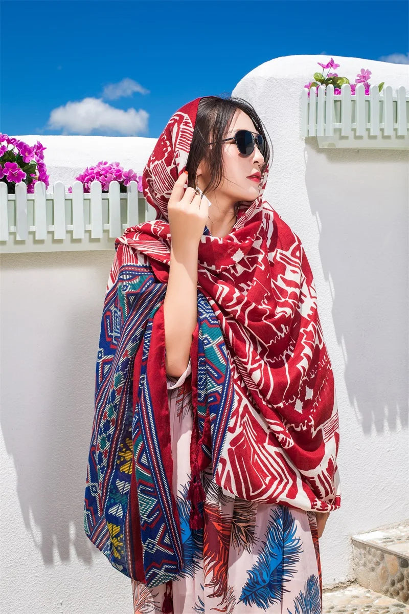 2018 New 90x180cm Twill cotton Pareo Beach Cover-Ups Women Large Beach Dress Bikini Bathing Swimwear Cover Up Sarong Wrap Scarf