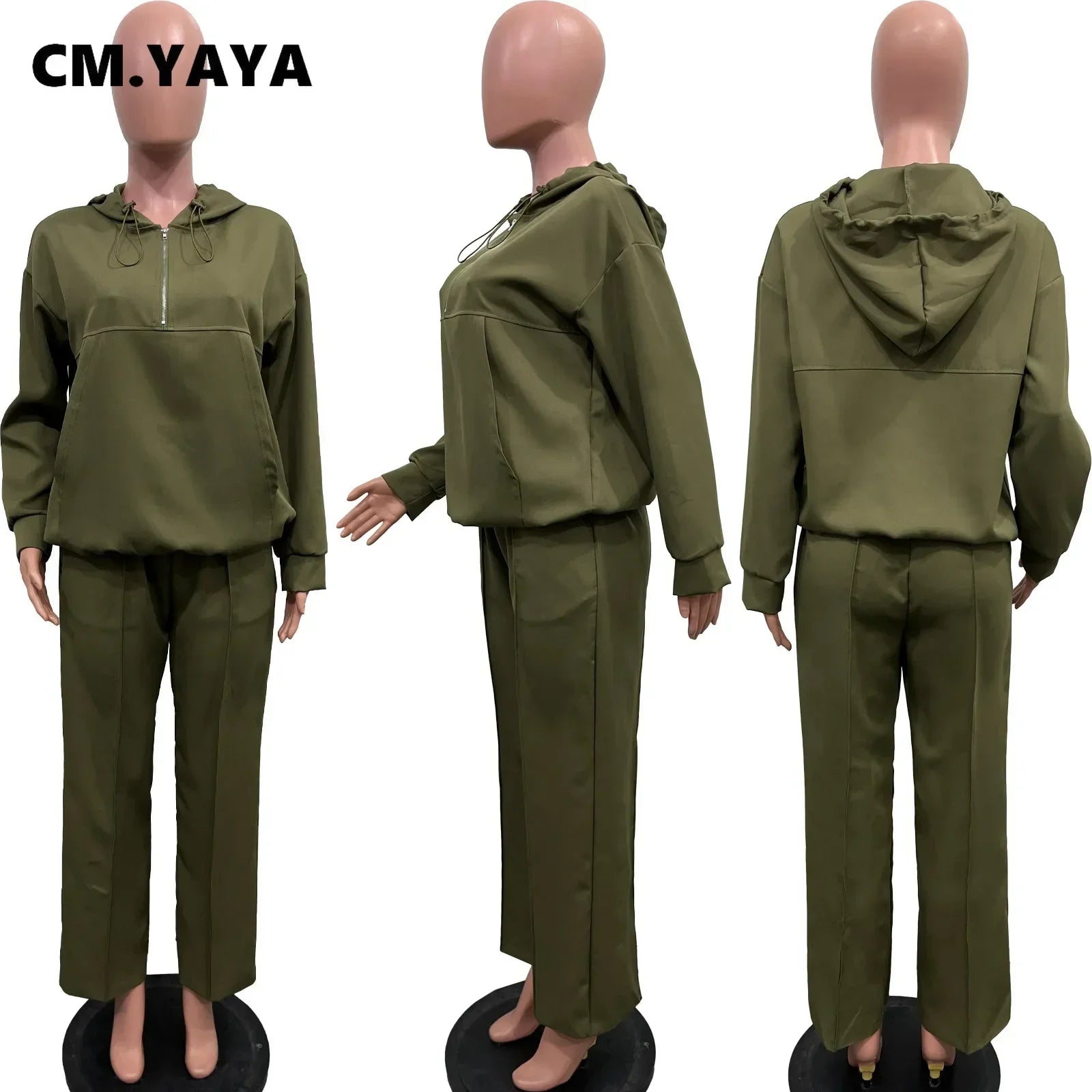 CM.YAYA Long Sleeve Women Set Loose Long Sleeve Hoodies Pant Suits 2024 Spring 2 Two Piece Sets Sporty Tracksuits Street Outfits - Seprincess