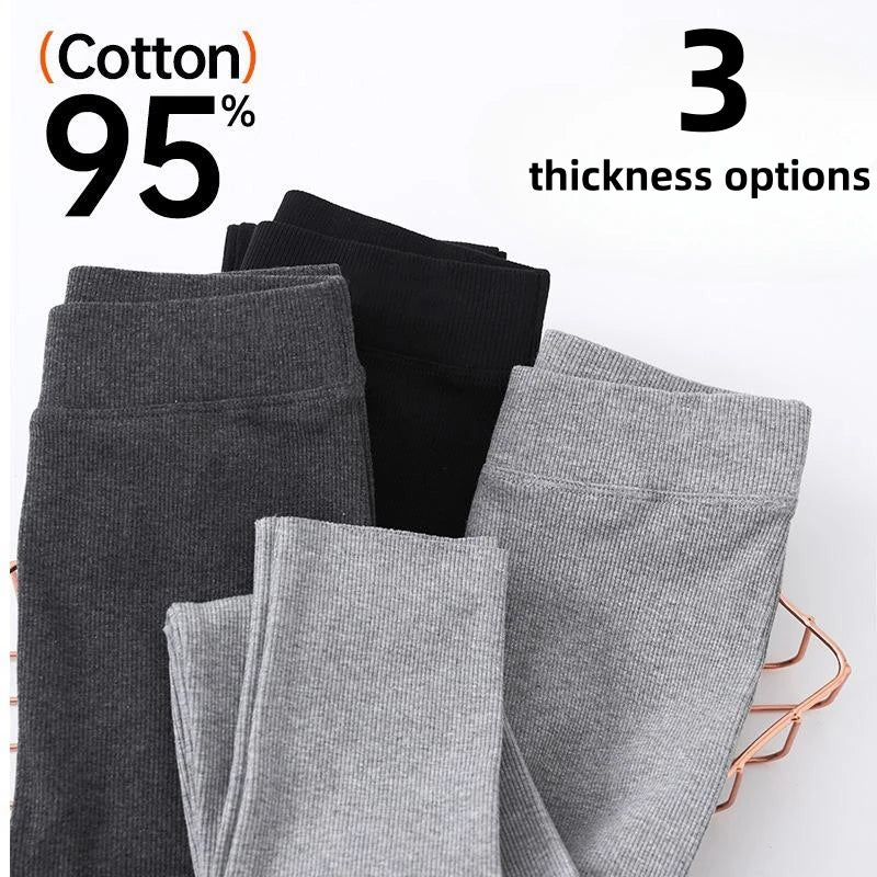 Ribbed Autumn Winter Girls Leggings Cotton Trousers Kids Pants Warm Fleece Pant Elastic Black Gray Solid Children Leggings