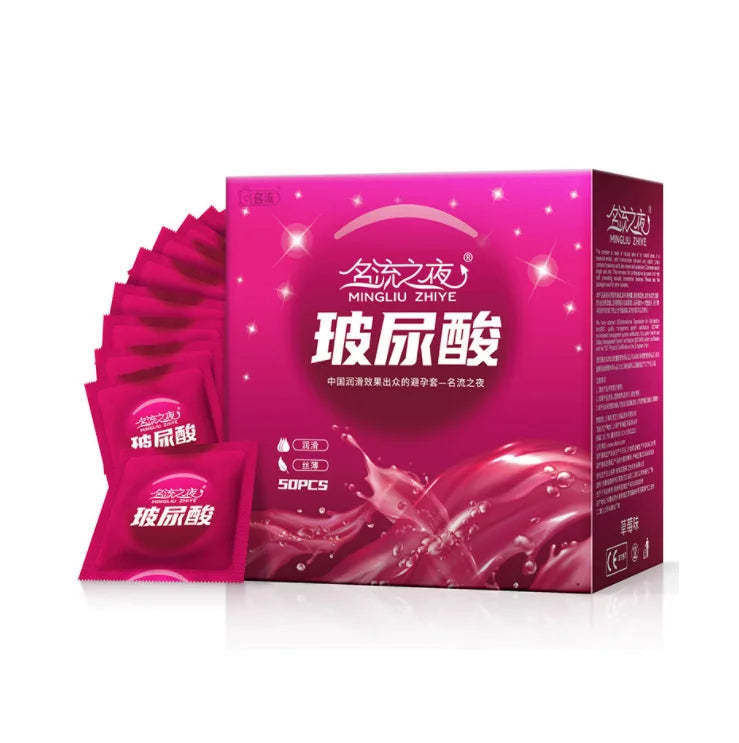 Hyaluronic Acid Condoms 52mm 100/50pcs Men Couples Glossy Ultra Thin Penis Sleeves Sex Toys Safer Condoms Sexshop Products - Seprincess