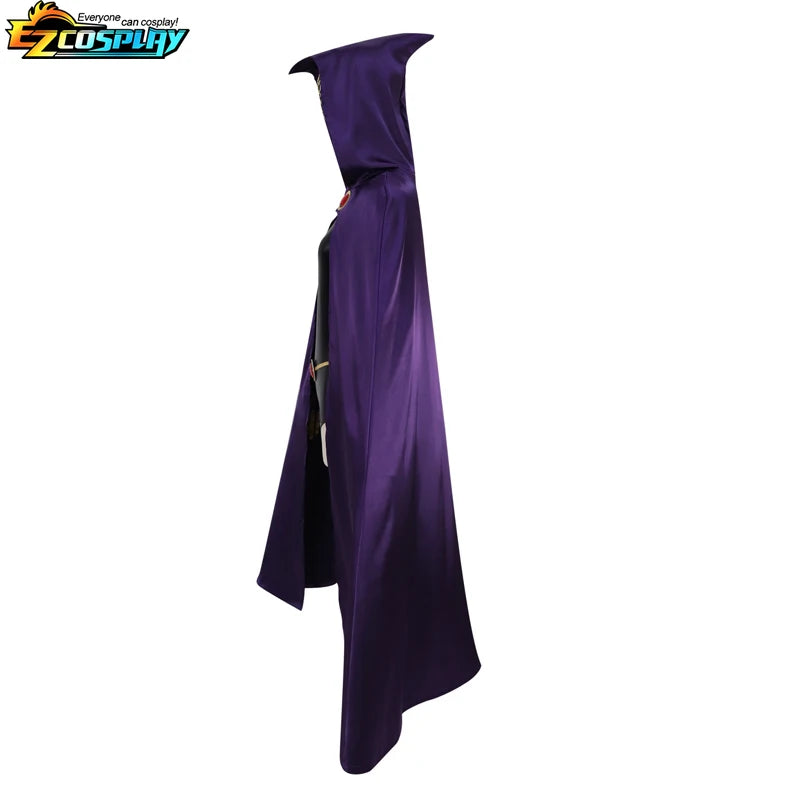 Teen Titans Raven Cosplay Costume Deluxe Jumpsuit Cloak Belt Suit Halloween Uniform for Women XS-3XL - Seprincess