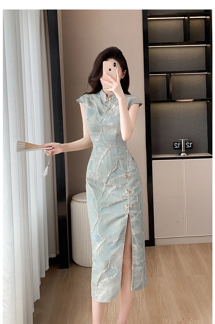 Chinese Style Short Qipao Dress Summer High-End Split Modern Improved Fashion Cheongsam - Seprincess