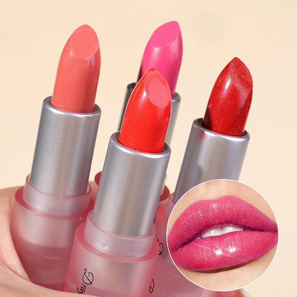 6 Colors Diamond Pearlescent Lipstick Waterproof Long Lasting Non-stick Cup Matte Velvet Shiny Lipsticks Korean Makeup Cosmetics - Seprincess