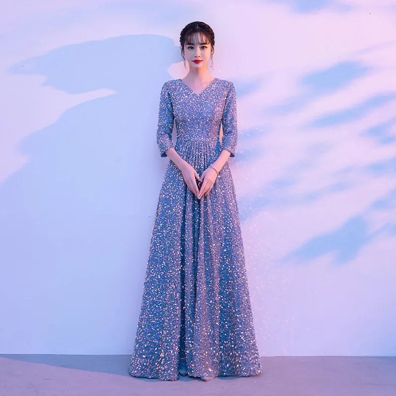 Chorus Costume Women's Banquet Piano Performance Wear Host Starry Sky Evening Long Dress Recitation Competition Clothing - Seprincess