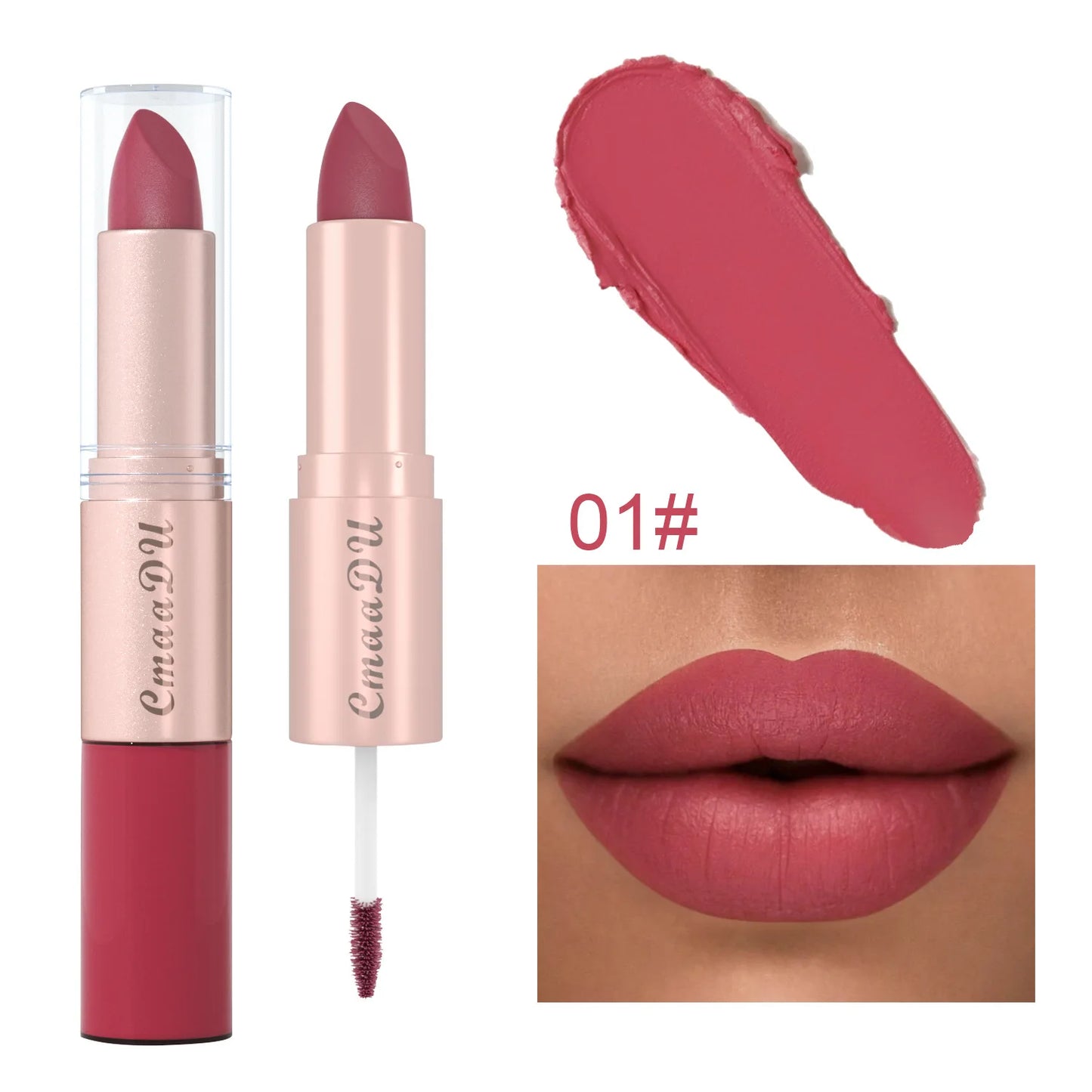 Double Ended Matte Lipstick Waterproof Nude Matte Velvet Glossy Lip Gloss Lip Balm Sexy Red Lip Tint Women Fashion Makeup Gift - Seprincess