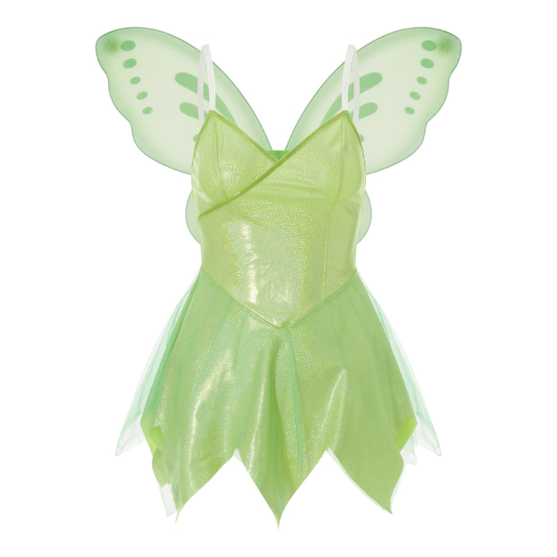 Green Women s Costume Dress Fairy with Wings Role Play Short Dress Cosplay Slip Dress Hallown Birthday Theme Party - Seprincess