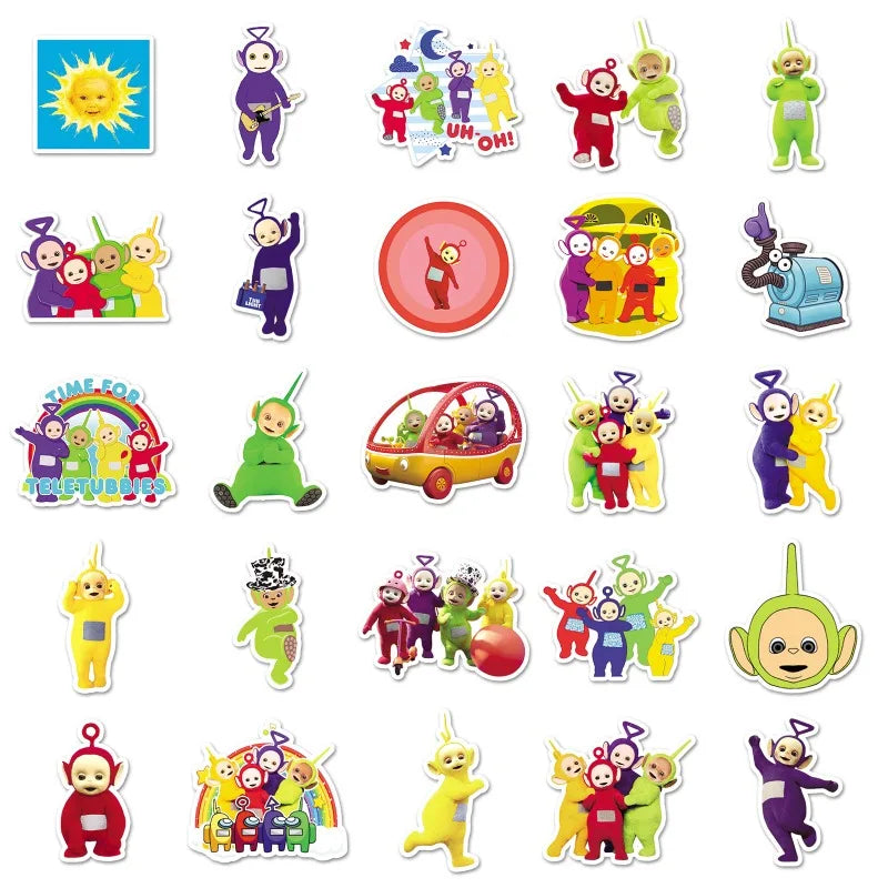 50pcs Teletubbies Cartoon Cute Cartoon Water Cup Laptop Luggage Desktop Stationery Skateboard Refrigerator Decoration Sticker - Seprincess