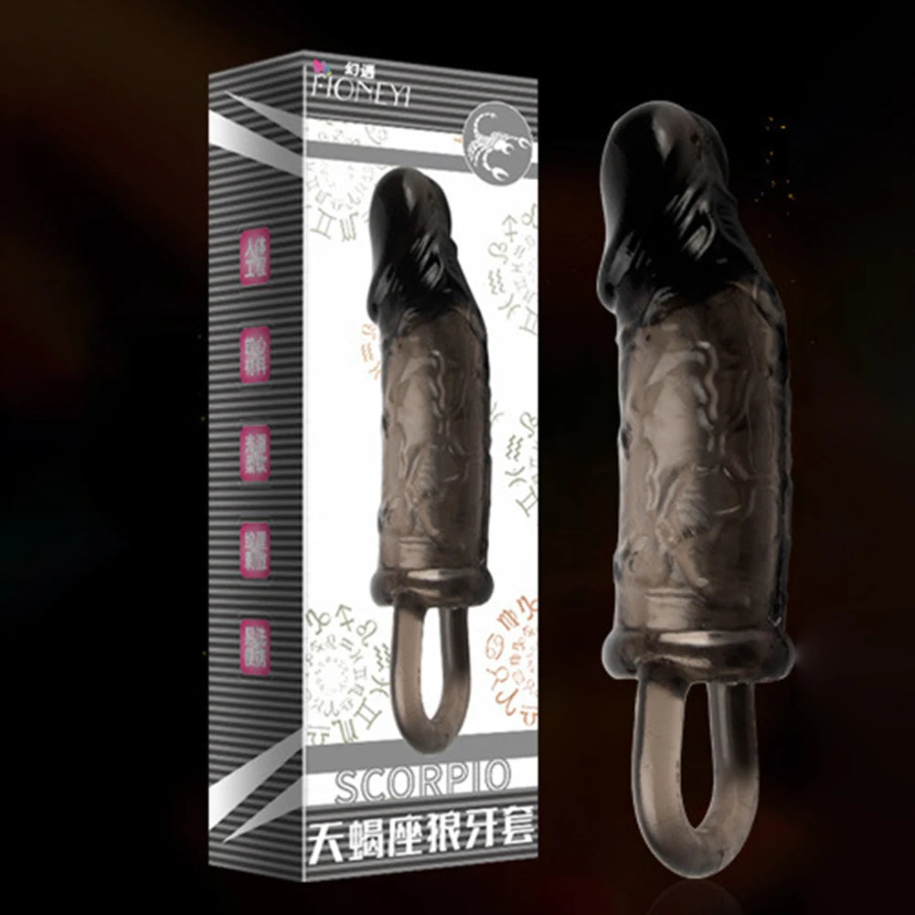 Wolf's Tooth Condom Crystal Single Box Large Particle Stabbing Penis Sleeve Reusable Cock Ring Extender Erotic Condoms for Men