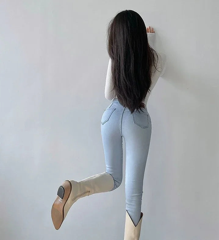 Slim Fit Pants for Women with Pockets High Waist Shot Trousers Skinny Gray Womens Jeans New in 2000s Y2k R Vintage Shiny on Sale