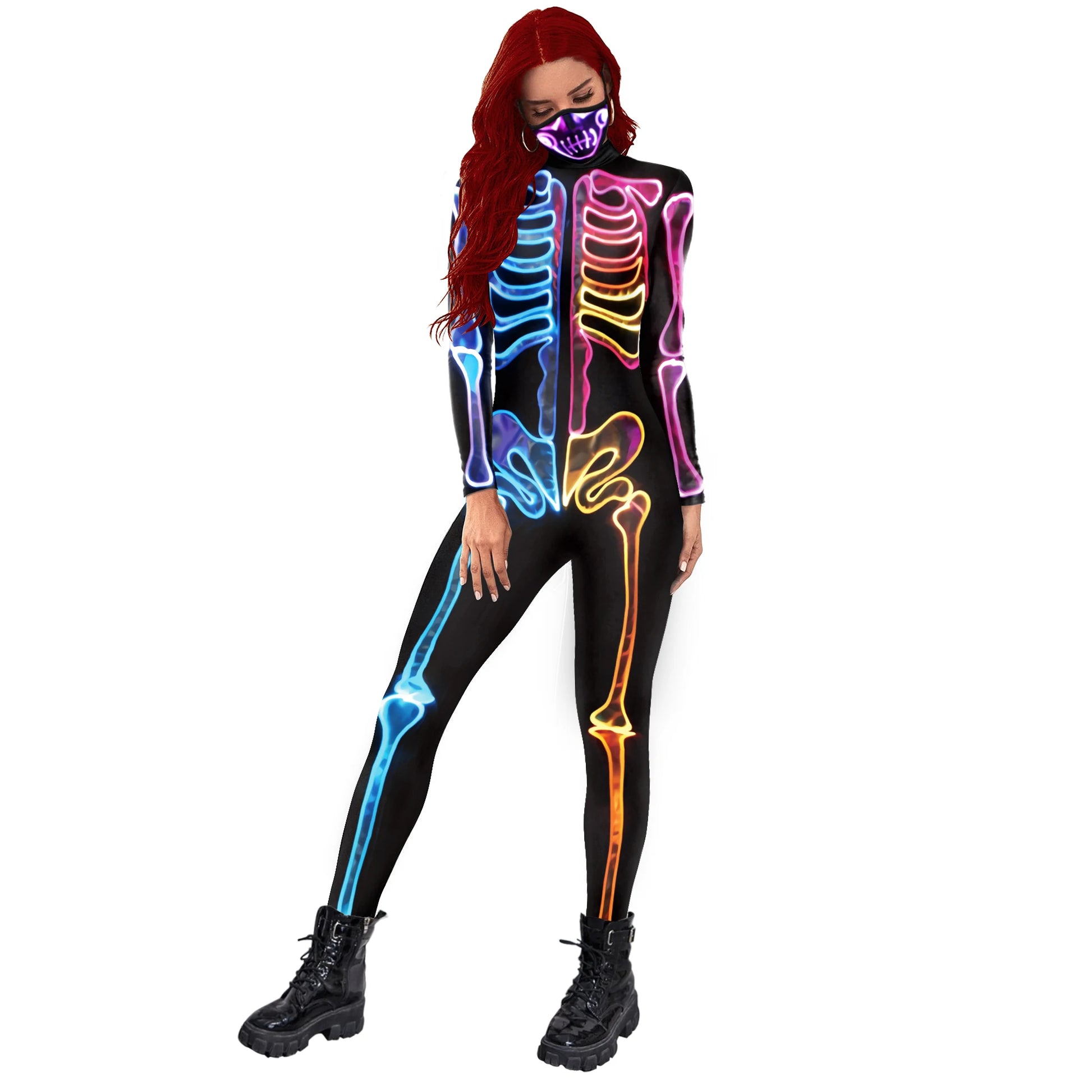 Skeleton 3D Printed Zombies Cosplay Costume Zentai Jumpsuit Matching Outfit Halloween Carnival Party Clothing Adult Children Set - Seprincess