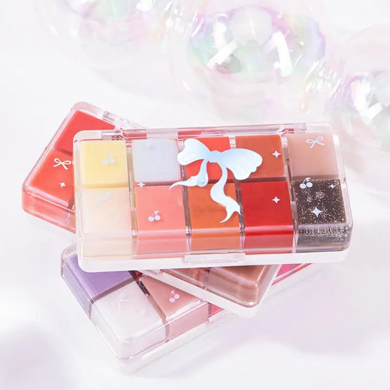 Lip Gloss Palette 10 Colors Jelly Lip Cream Palette Smooth Lip Glosses Tonedd Lip Frozenn Plate Red Lip Glaze Palette Lipstick - Seprincess