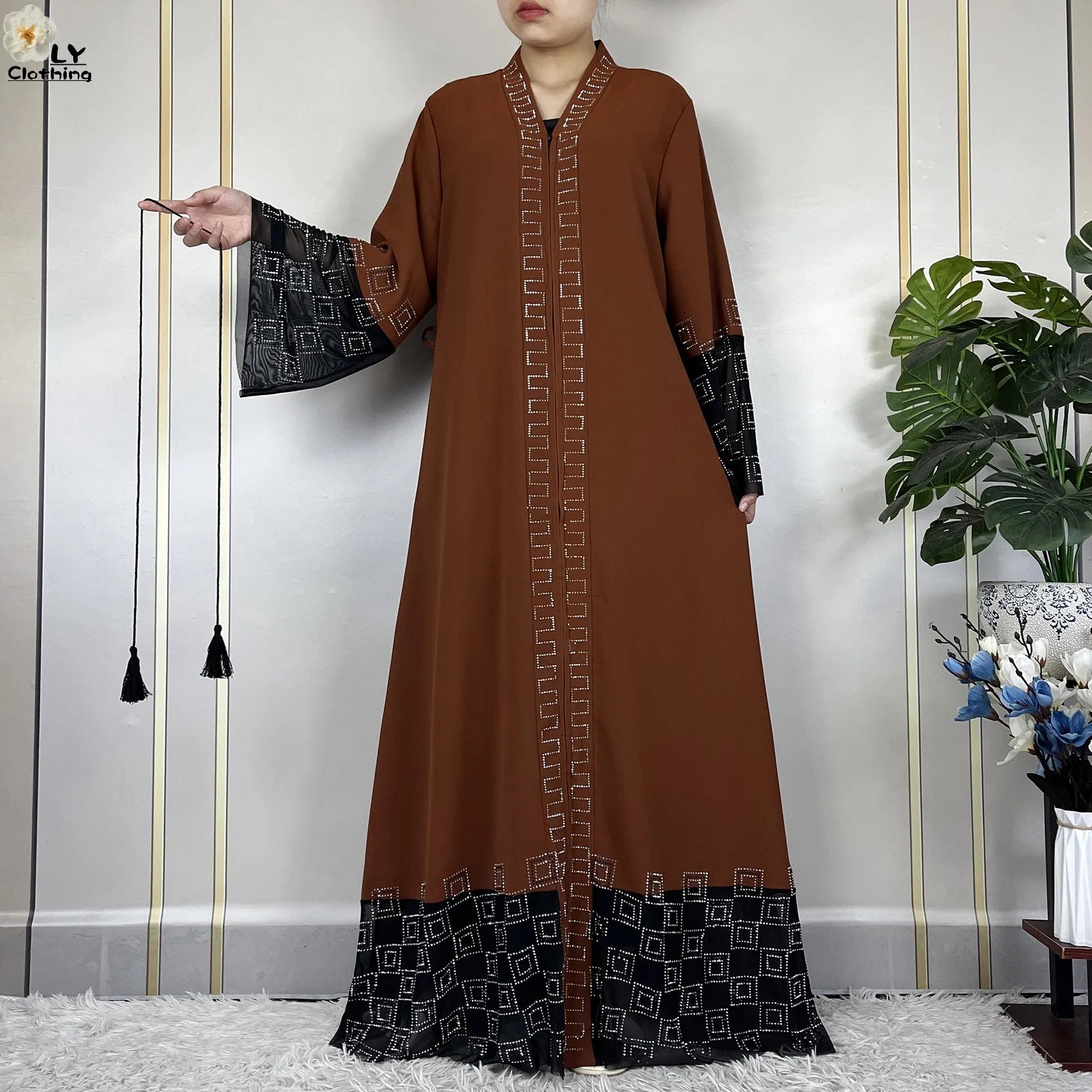 2024 For Women Elegant Dresses Dubai Party Outfits Long Sleeved Chiffon Dashiki Muslim Women Robe Open African Abaya Clothing - Seprincess