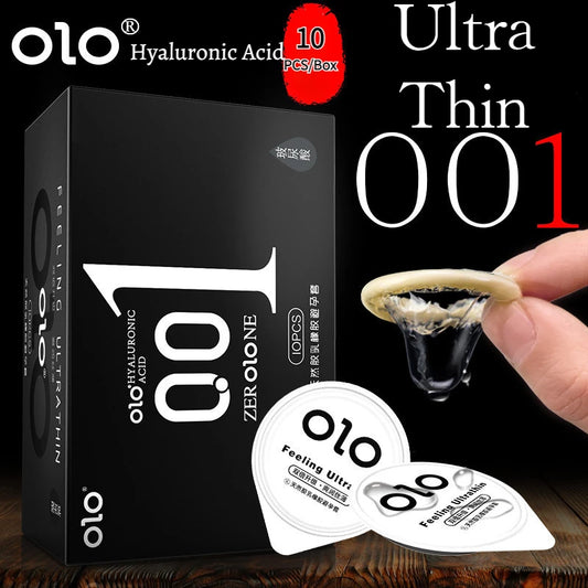 OLO Ultrathin Condoms 0.01 Zero Feeling 10PCS Penis Sleeve for Man Hyaluronic Acids Ejaculation Delay Condoms Adults Sex Toy 18+ - Seprincess