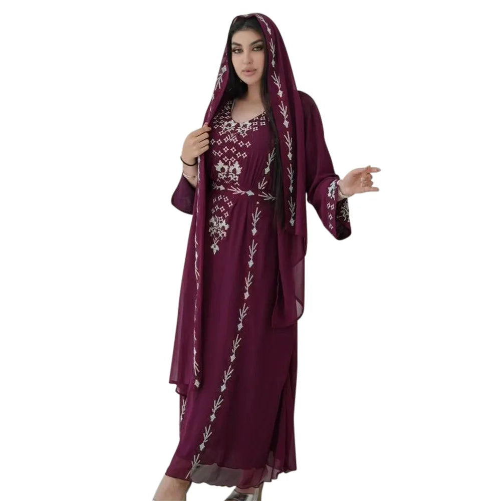 Elegant Middle East Muslim Hijab Abaya Dress for Women Eid Arabic Party Islamic Turkey Dresses Moroccan Caftan Robe - Seprincess