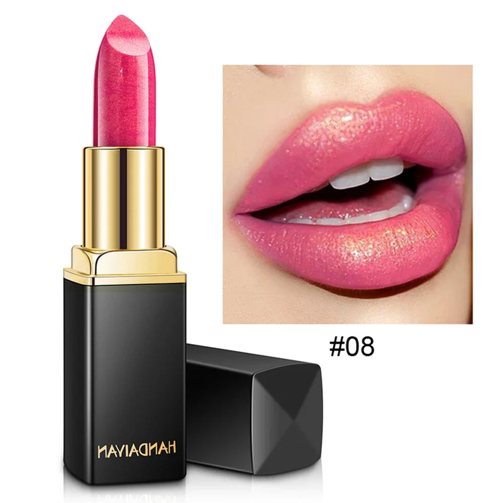 Handaiyan Waterproof Nude Glitter Lipstick Makeup Long Lasting Velvet Red Mermaid Sexy Shimmer Matte Lip Stick Cosmetic Beauty