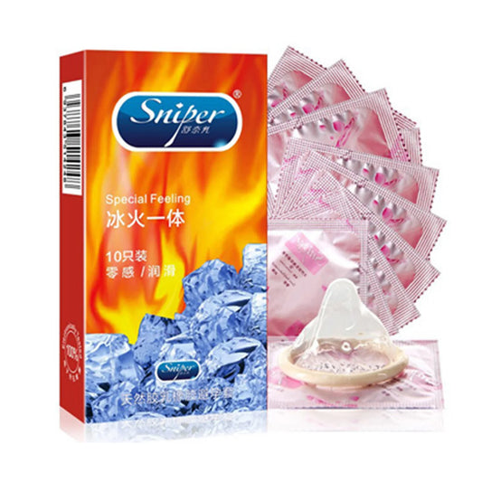 10PCS Passionate Condoms Ice and Hot Feeling High Sensitive Cold Warm Sex Toys Stimulation Sexshop Contraception Penis Sleeves - Seprincess