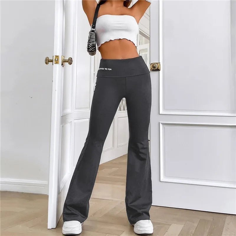 2025 New Flare Leggings Yoga Pants Women High Waist Wide Leg Pants Women Gym Sports Black Flared Pant Plus Size Dance Trousers