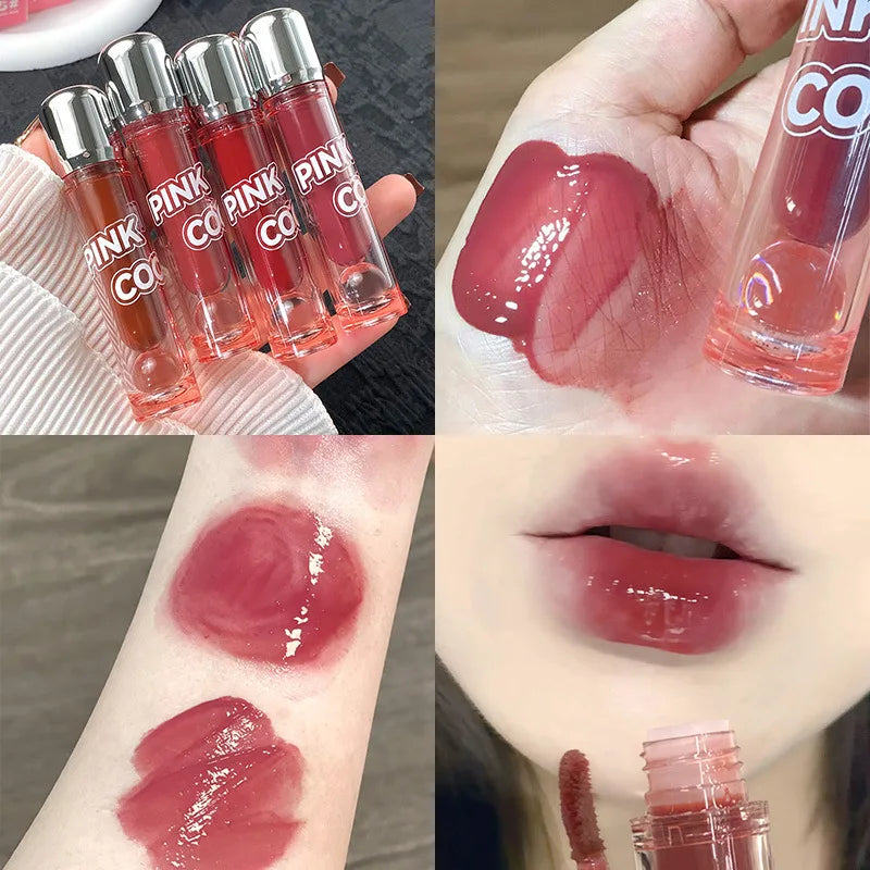 PINK COCO Mirror Water Lip Gloss Lip Glaze Moisturizing Liquid Lipstick Clear Tint Makeup Korean Lip Balm Women Cosmetics