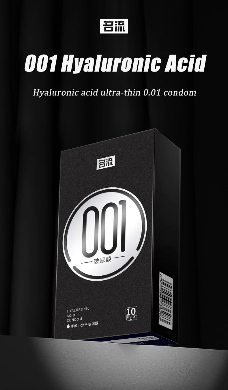 Ultra-thin Hyaluronic Acid Condom Smooth Type 52mm Male 0.01 Naked Condom Thin Light Fit Penis Sleeve 10PCS Safer Sex Products - Seprincess