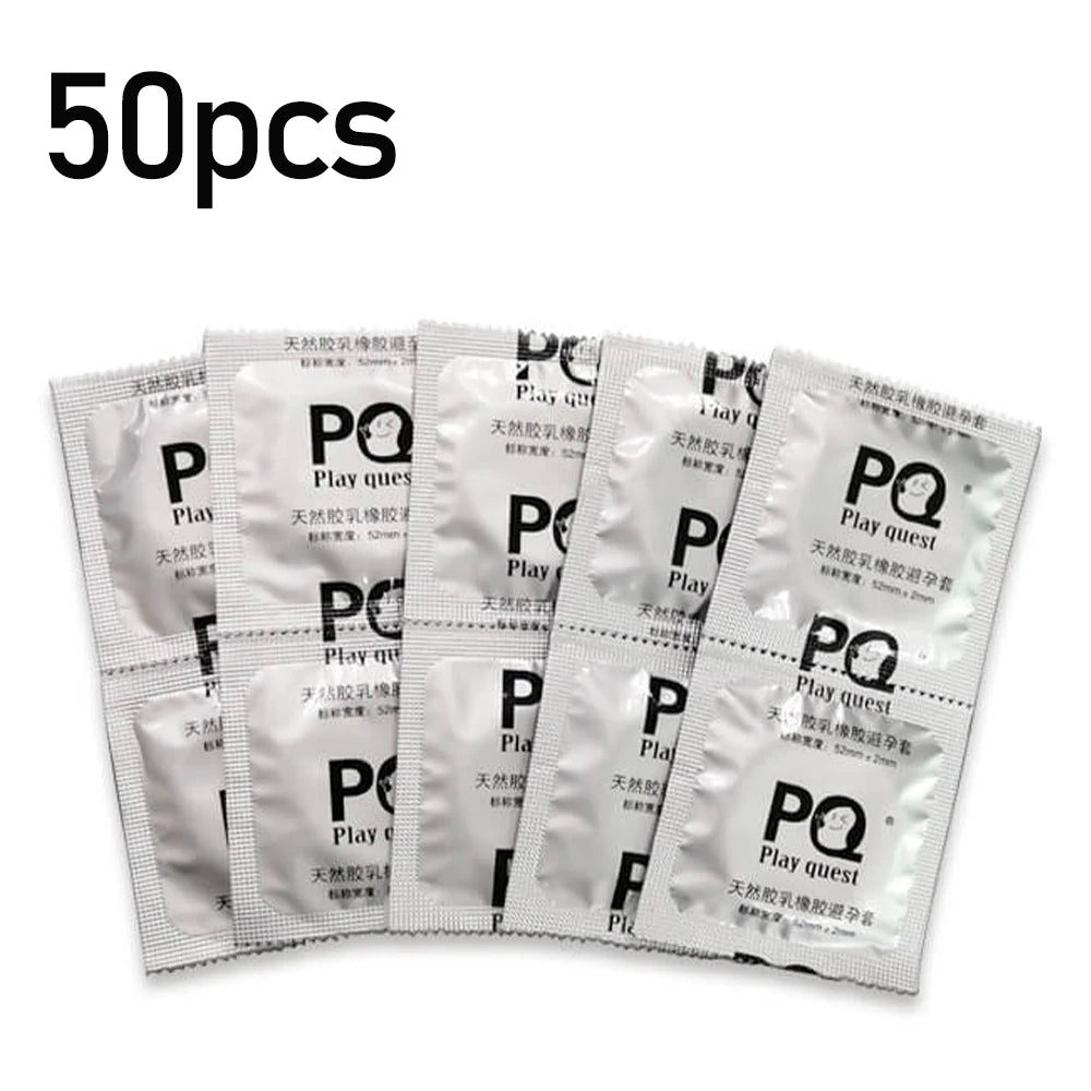 50/100pcs Bulk Ultra Thin Condom 52mm Hyaluronic Acid Lubrication Penis Sleeves Adults Safer Sex Toy Contraception Supplies - Seprincess