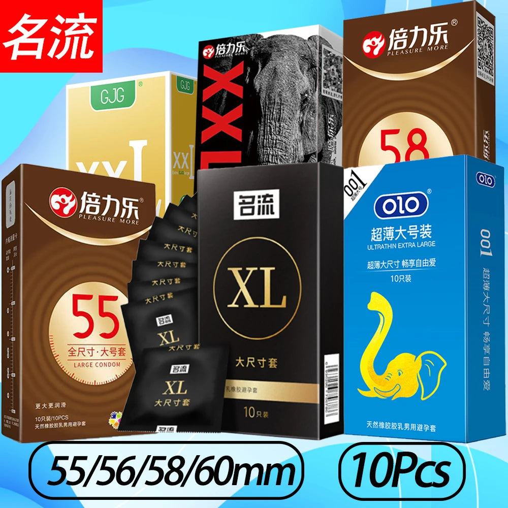 Ultra Thin Large Condom 55/56/58/60mm Penis Sleeves Condom Lubricant Glossy Natural Latex Adult Erotic Safer Sex Products - Seprincess