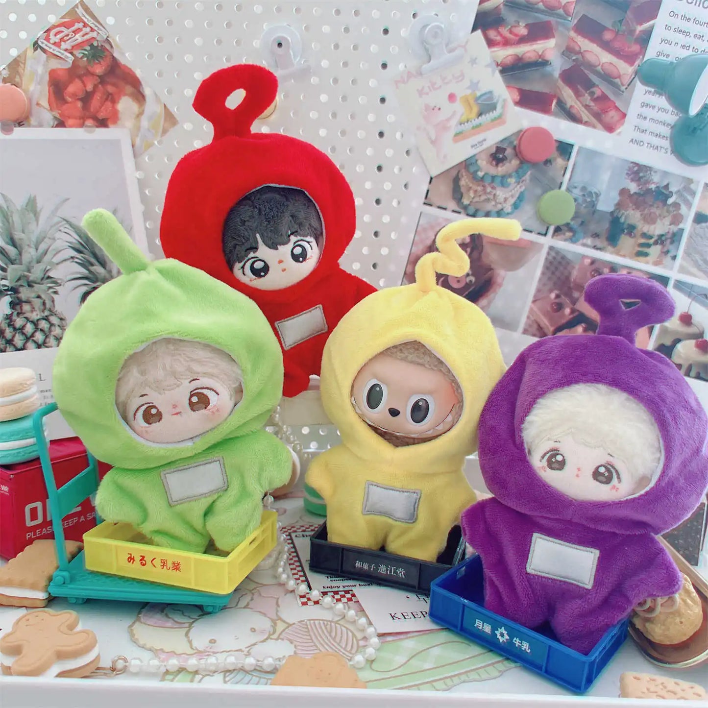 10-15Cm Anime Kawaii Teletubbies Cotton Doll Clothes Labubu Plush Doll Jumpsuit Hat Plushie Baby Crawling Clothes Accessories - Seprincess