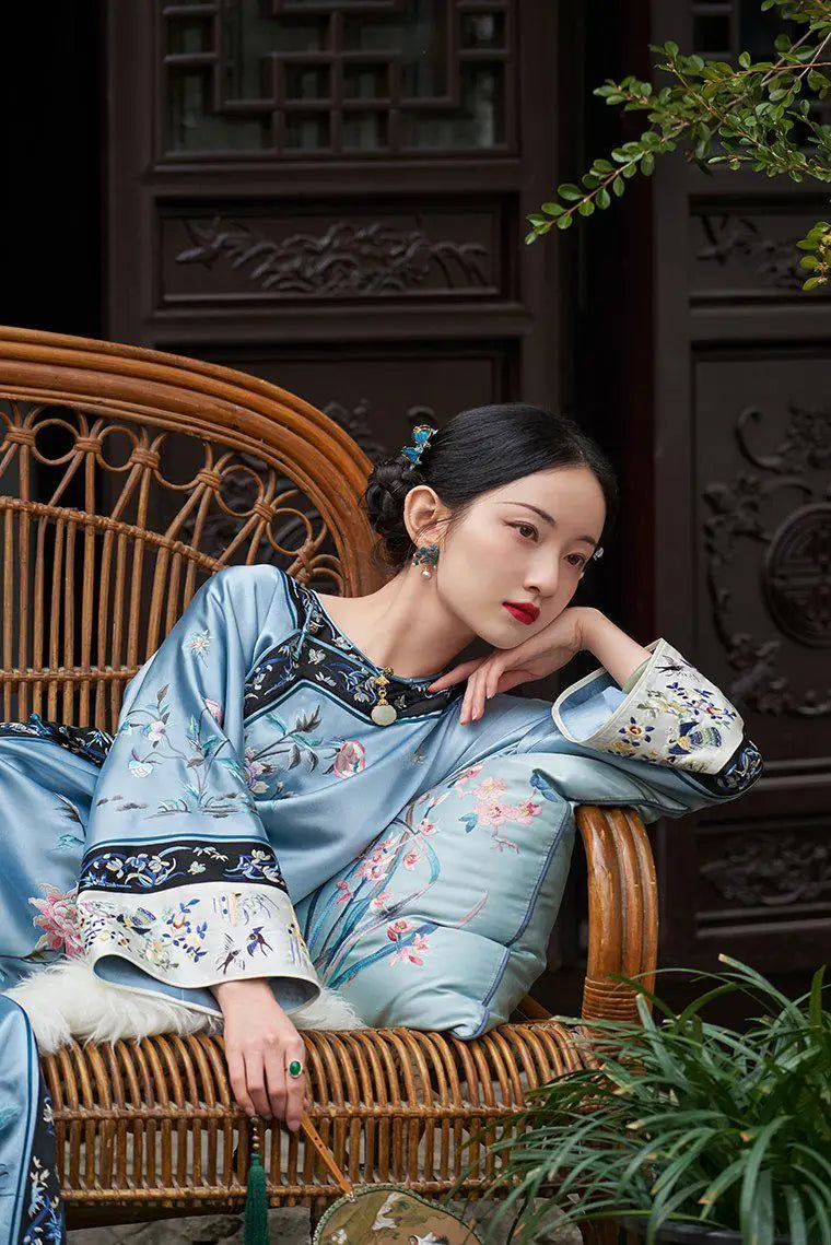 Spring Autumn Chinese traditional hanfu women elegant qipao dress vintage festival flower printing dress cheongsam qipao dress - Seprincess