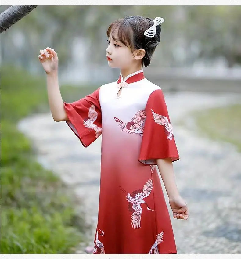 Kids Hanfu Dress Elegant Princess Dress Summer Dresses Chinese Cheongsams For Girls Traditional Chinese Dress Toddler Dress - Seprincess