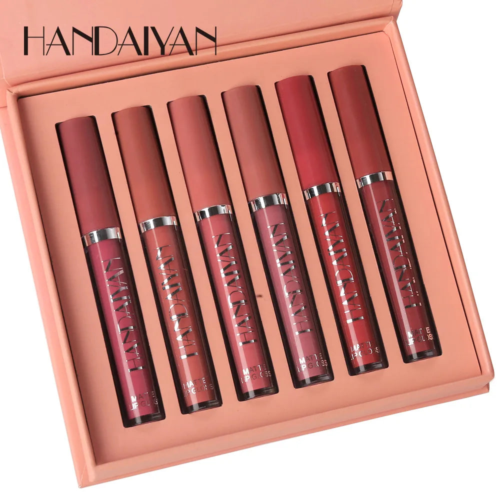 HANDAIYAN 6Pcs Liquid Velvet Matte Lip Gloss Red Lipstick Nude Makeup Women Long Lasting Waterproof Beauty Cosmetics - Seprincess