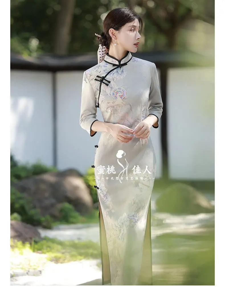 Improved Cheongsam 2023 New Young Retro High-end Temperament Dress Long Spring Qipao Women Chinese Style Modern Fashion - Seprincess