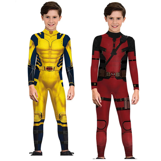 Deadpool Wolverine Cosplay Costume Girls Boys Jumpsuit Halloween Superhero Deadpool 3 Cosplay Zenti Party Bodysuit - Seprincess