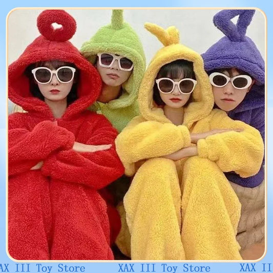 Adult Kids Teletubbies Costumes Soft Long Sleeves Piece Pajamas Costume With Children Home Clothes Cosplay Unisex Party Jumpsuit - Seprincess