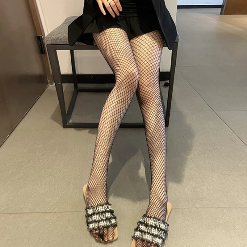 Plus Size Sexy Lolita Fishnet Body Stockings High Elastic Fish Net Long Legs Pantyhose Mesh Nylon Tights Lingerie Waist Hosiery