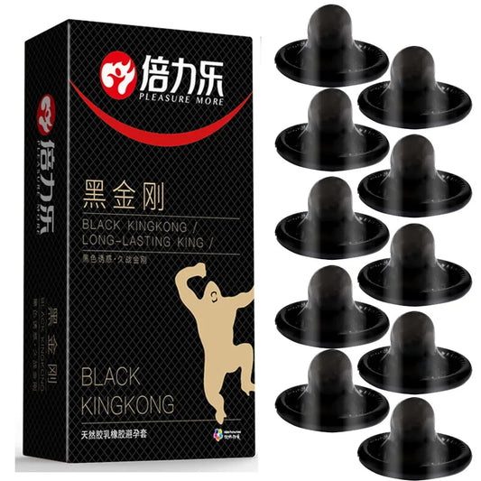 10PCs Black Condom Sex Toys for Men Man Penis Sleeve Ejaculation Delay Lasting Erotic Adult Long Lasting Body Condoms - Seprincess