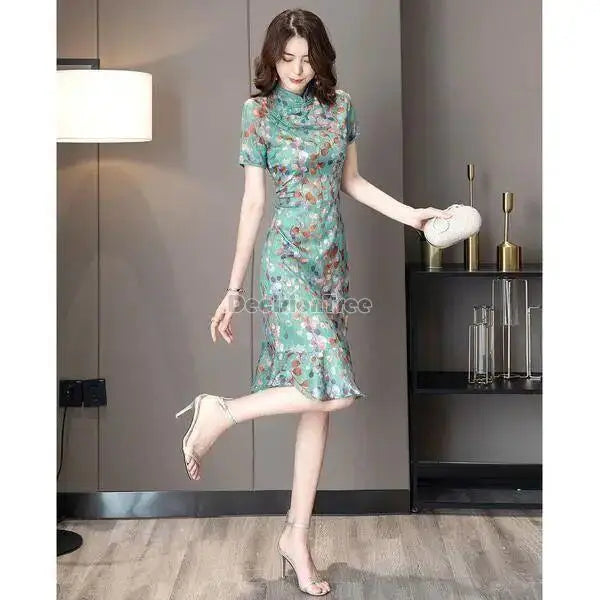 2024 Chinese style traditional  improved cheongsam dress mermaid skirt gril fashion casual daily qipao vintage party dress a14 - Seprincess