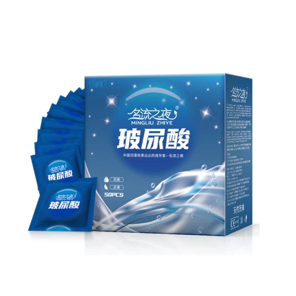 Hyaluronic Acid Condom 30/50/100Pcs Ultra Thin Particle Smooth Penis Sleeve Natural Rubber Contraception for Adult Sex Products