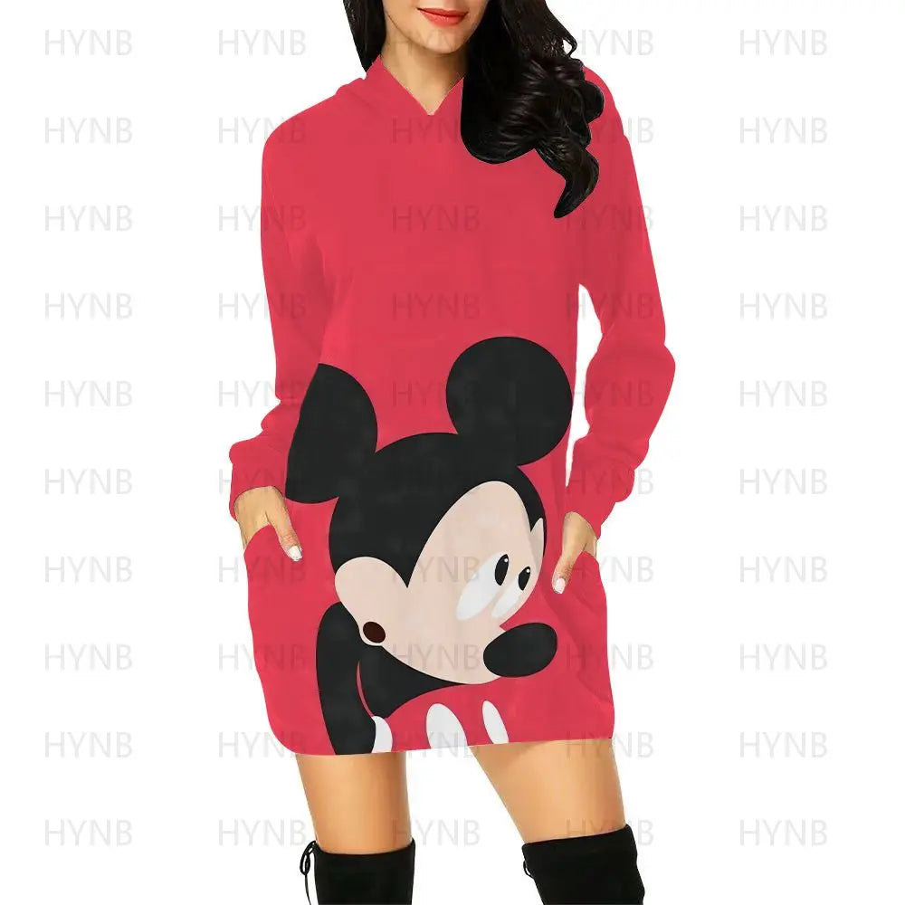 Mini Dress Elegant Dresses for Women Disney Prom Minnie Mouse Luxury Party Hoodie Long Sleeves 2024 Mickey Woman Clothes Kawaii - Seprincess