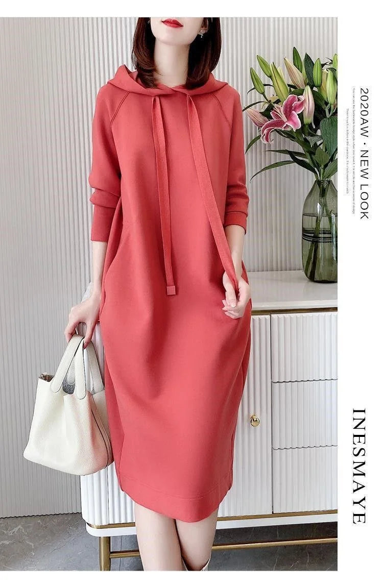 Women's Loose Casual Long Sleeve Hooded Dress Elegant Winter Party Warm Dresses For Women - Seprincess