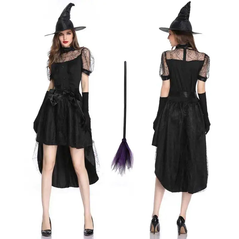 Witch Costume Women Fancy Dress Witch Wizard Cosplay Clothes Long Dress For Adult Elder Girls Halloween Costume - Seprincess