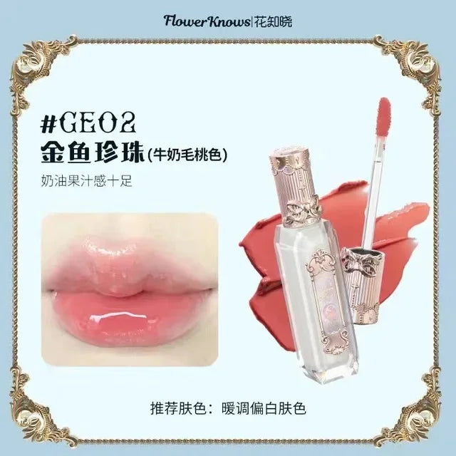 Flower Knows Midsummer Night Lipgloss Mermaid Rococo Lipstick Mask Mirror Rendering Long Lasting Lovely Lipstick